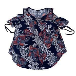 Sami & Jo Cold Shoulder Paisley Blouse, Size 2X